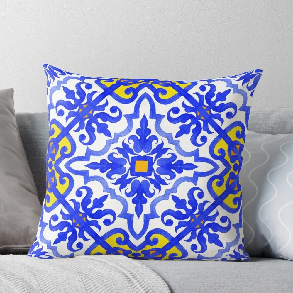 

Португальская плитка azulejo. Сине-белый великолепный бесшовный узор. Роскошные декоративные наволочки для кровати рождественские наволочки