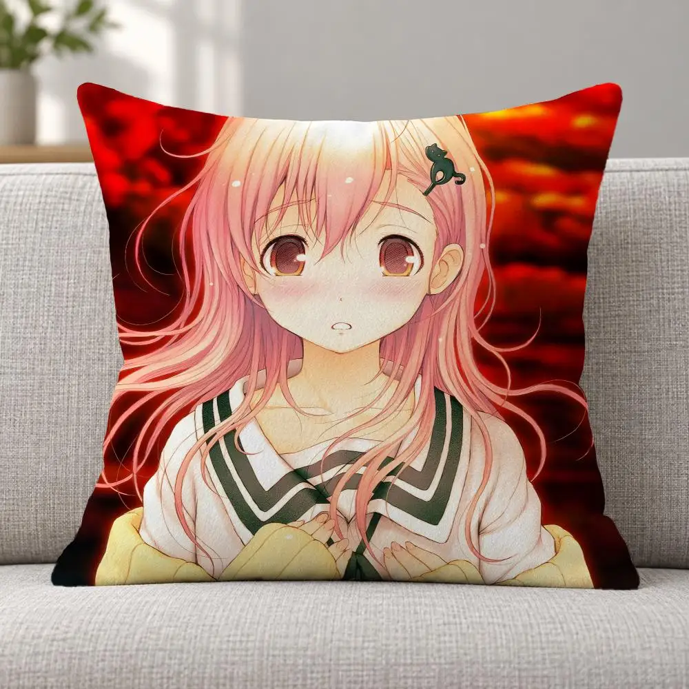 Anime Character A-Aoi Mukou Cushion Cover Soft Plush Decorative Sofa Bedroom Living Room Car Dorm Home Decor Gift