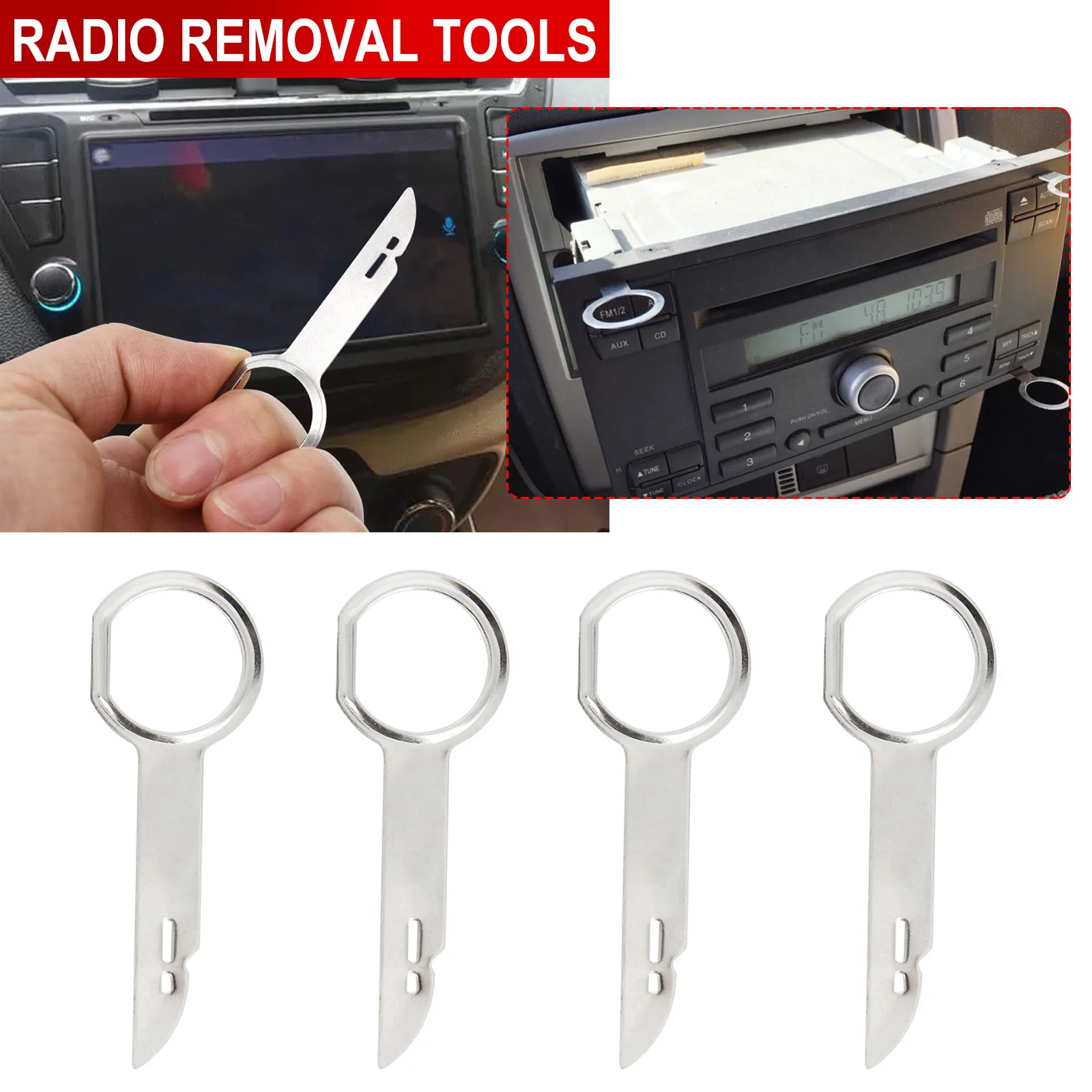 4Pcs Car Radio Removal Key Pin Tool for Ford S-Max C-max Focus fiesta galaxy Mondeo ka fusion F-150 explorer edge