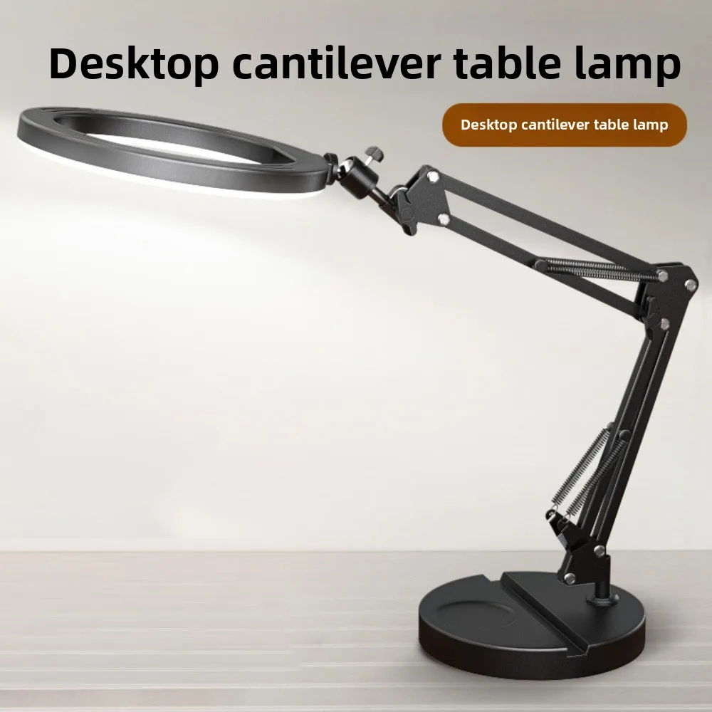 

26cm Fill Light Telescopic Phone Stand Stable Base Portable Folding Phone Stand Adjustable Height Metal Desktop Phone Holder