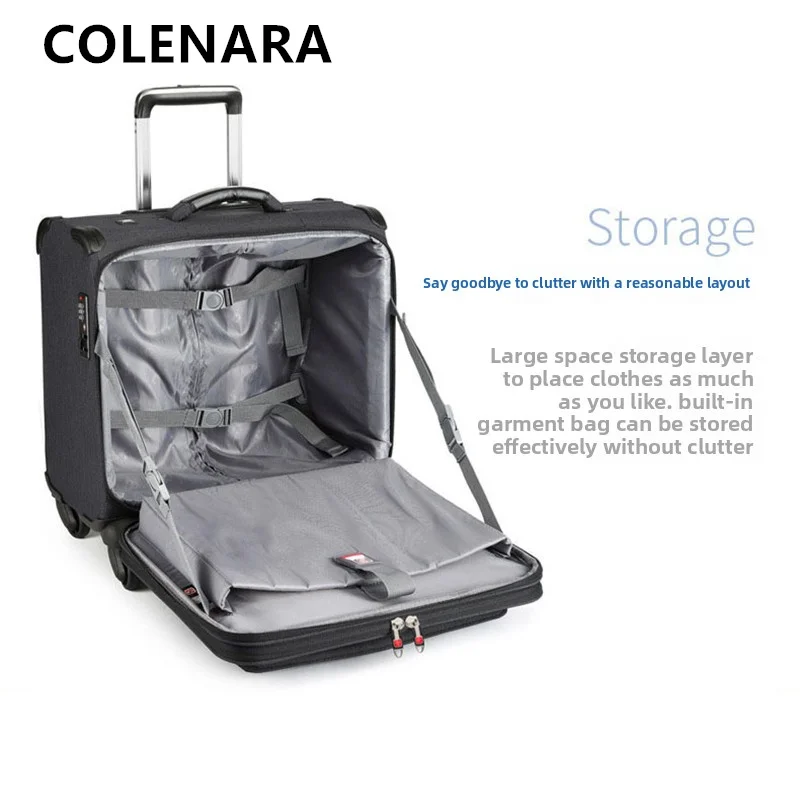 COLENARA Carry-on Travel Luggage Oxford Cloth Boarding Box Small Trolley Case 18 Inches Universal Wheel Rolling Suitcase