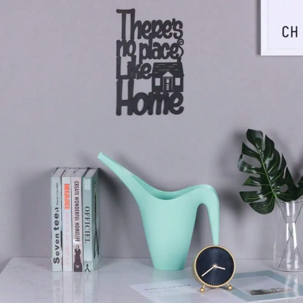 CIFbuy Iron Wall Art Black Metal There Is No Place Like Home Script Plaque With House Silhouette Seamless Decorative Sculpture F