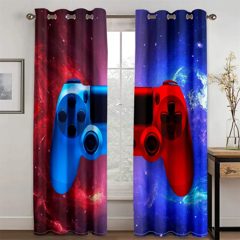 3D Print Cheap Modern Video Game Controller Gamer Thin Shading Polyester Window Curtains for Bedroom Living Room Home Decor Hook