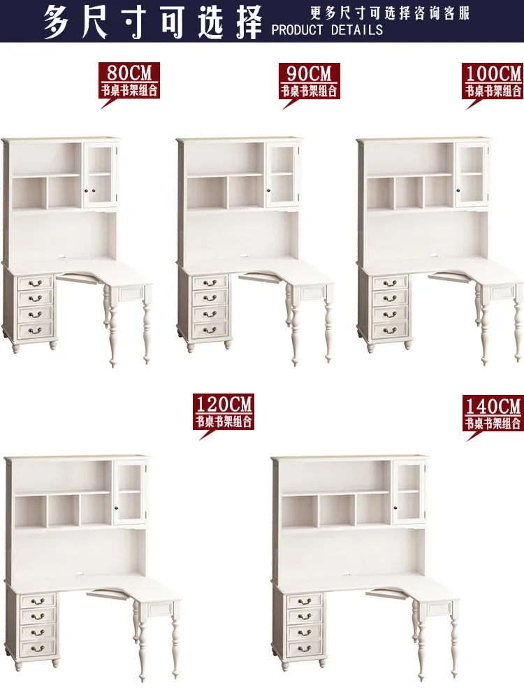 Pure solid wood American light luxury to L-shaped corner desk bookshelf combination integrated computer desk smallSSS