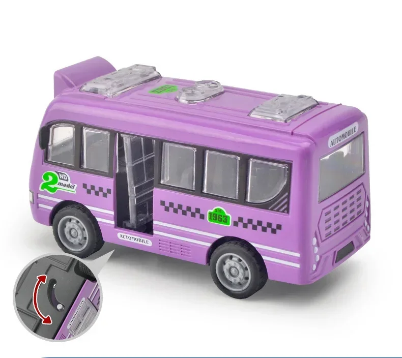 Voiture à inertie pour enfants, bus scolaire de dessin animé, jouets modèles pour enfants, cadeau pour garçons, véhicules à dos côtelé, mini modèle de voiture touristique pour garçons