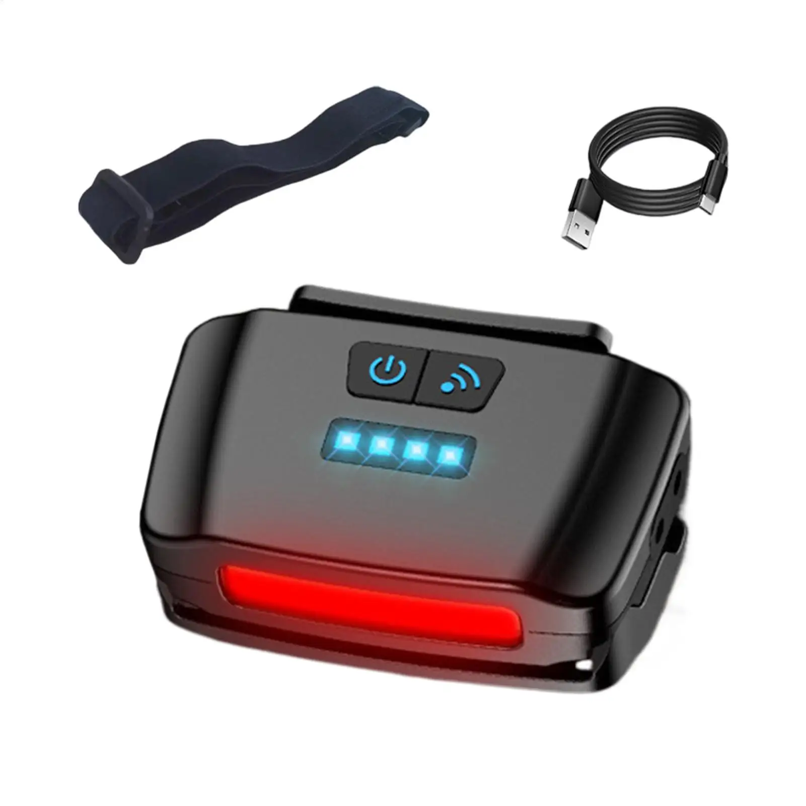 Headlamp Rechargeable 3 Levels Bright Lightweight Sensor LED Adjustable Light Forehead Head Lights for Hiking Outdoor Fishing