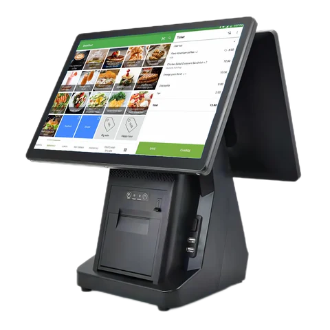 15.6 Inch Android POS System, Desktop Cash Register with 58mm 80mm Printer, 4G+32G WIFI RJ11 RJ45 Ethernet POS Machine