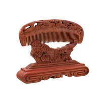 Double-sided Finely Carved Wooden Comb Hair Comb Holder Classical Wooden Comb Base