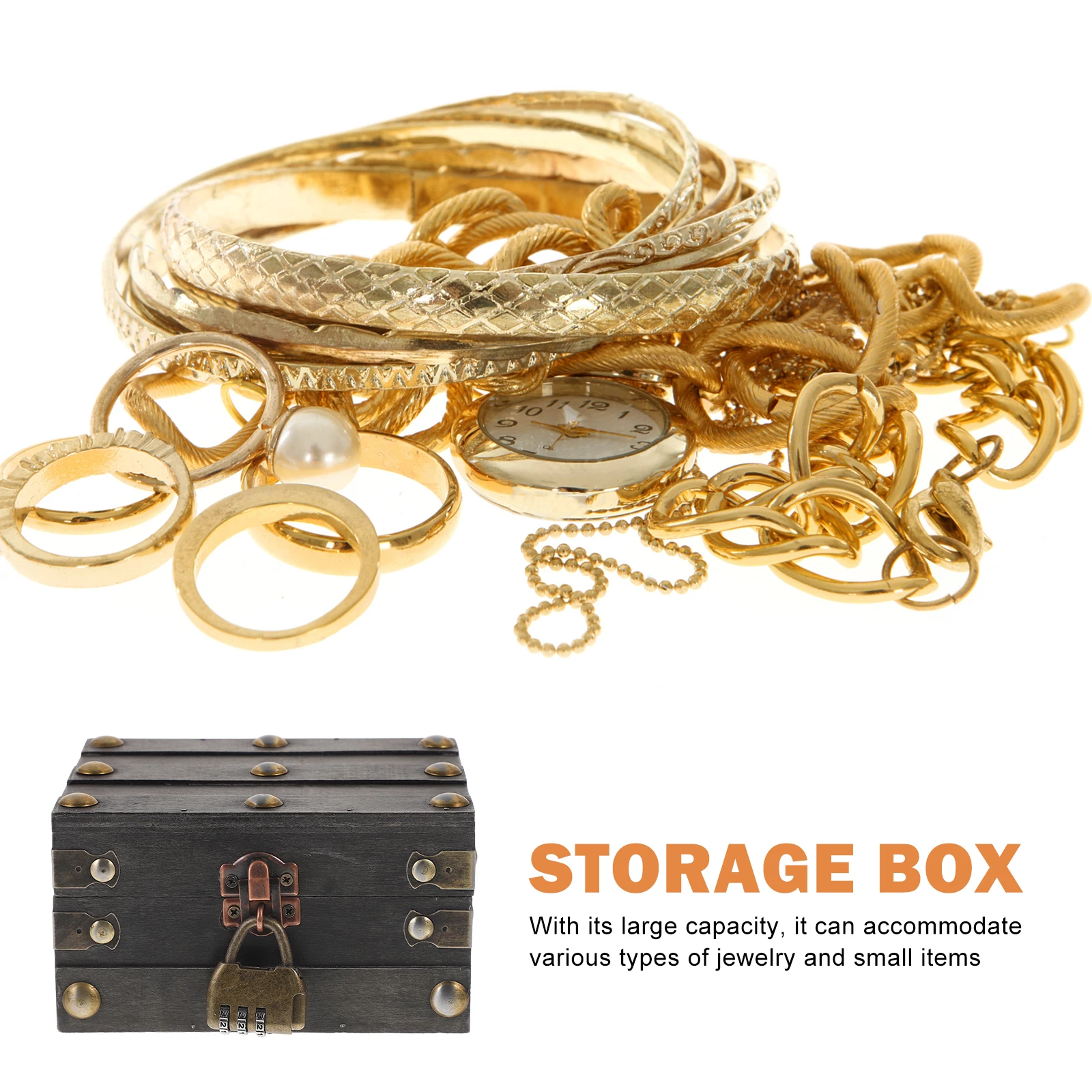 

Retro Storage Vintage Jewelry Vintage Jewelry Box ganizer Small Treasure Chest Case Gray Color Lock Security Storage Solution