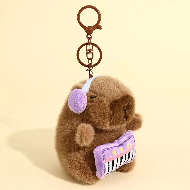 Kawaii Plüsch Capybara Schlüsselanhänger Anhänger Musik Band Cartoon Capybara Plüschtier Capybara Plüschpuppe für Rucksäcke Zubehör Ausflug