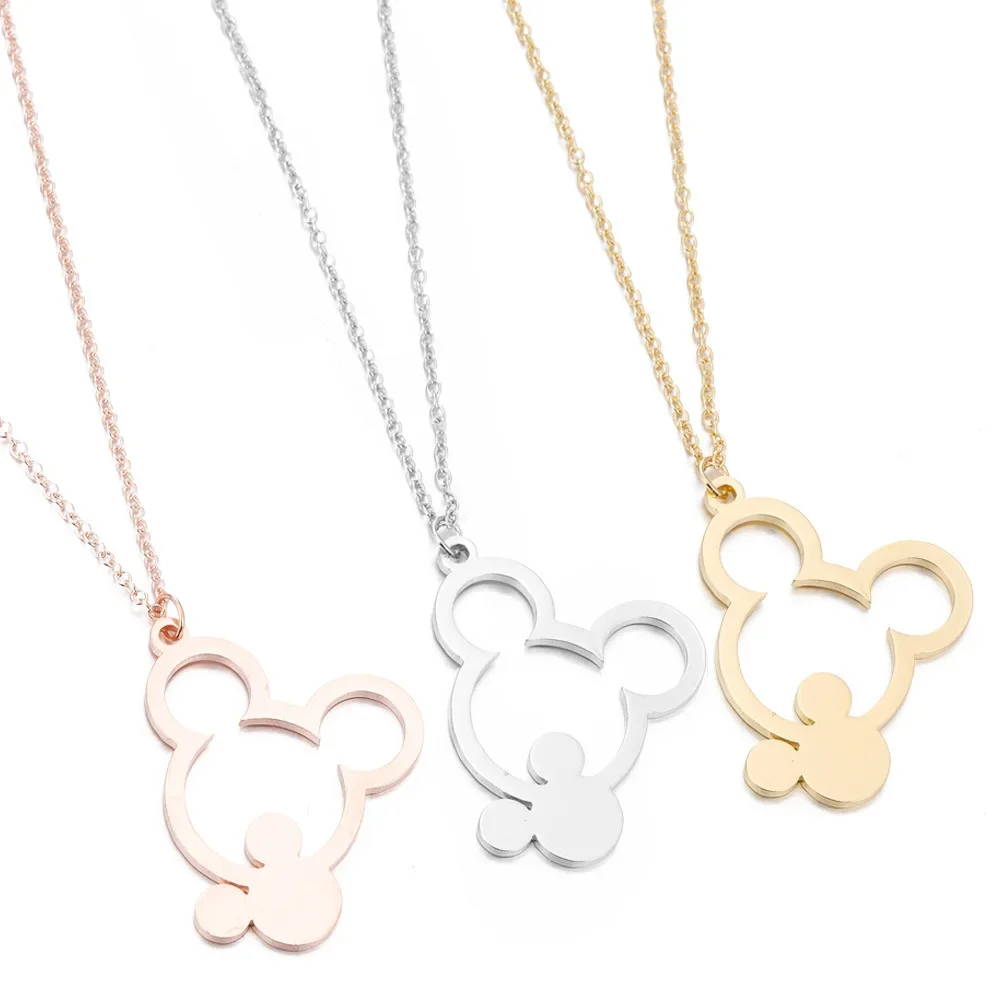 Cute Disney Mickey Mouse collana Cartoon Chain Hollowed Out accessori per gioielli di moda per regali di festa per bambini