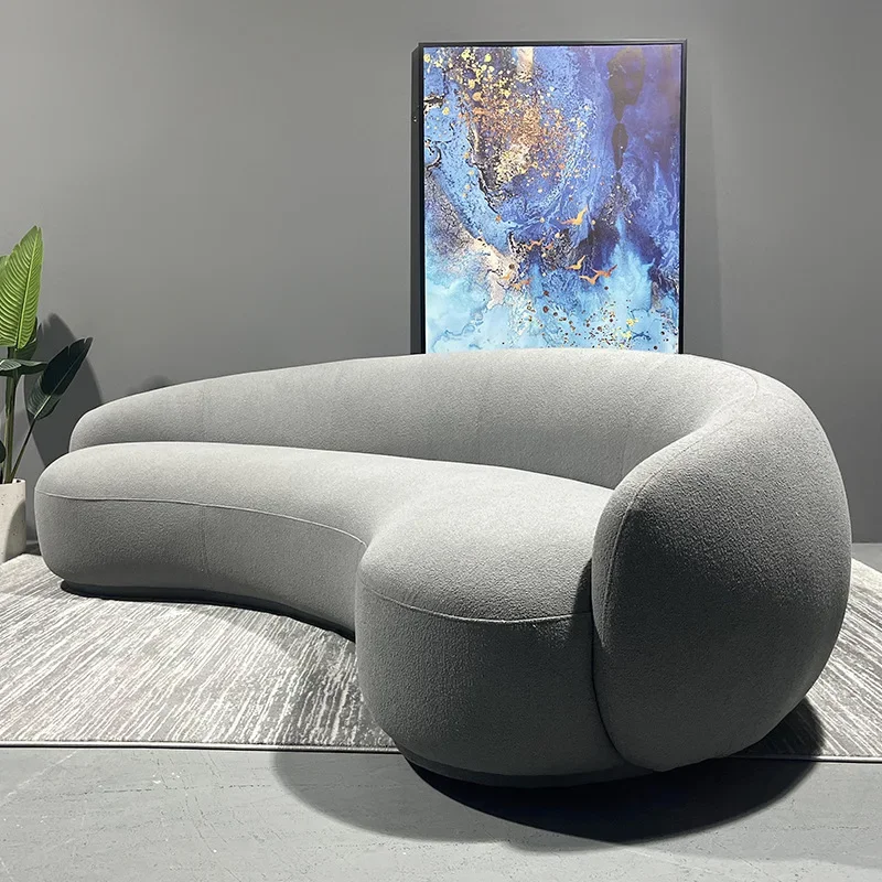 

b25 Creative Curved Fabric Sofa Light Luxury Beauty Salon Wedding Shop Living Room Exhibition Hall Lobby Lazy Sofa