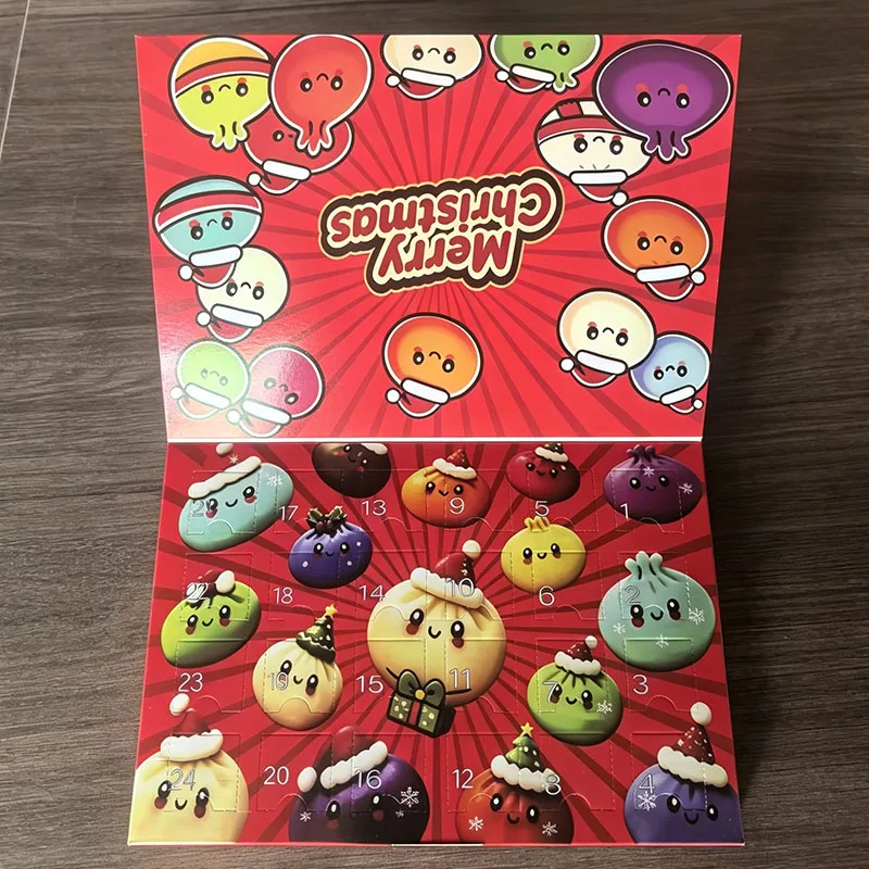 Hot Sale Christmas Advent Calendar 24Pcs Mystery Dumpling Squishy Fidget Toy Blind Box,Xmas Countdown Surprise Stress Relief Squ