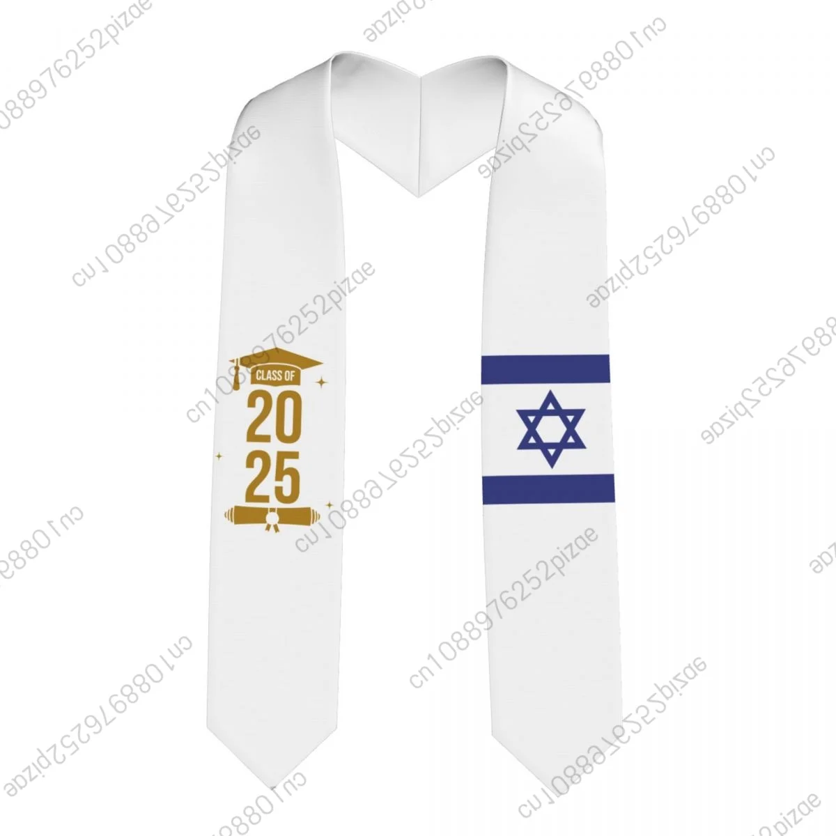 

New Israel Flag Class Of 2025 183*13CM Graduation Stole Sash Scarf For International Students Proud