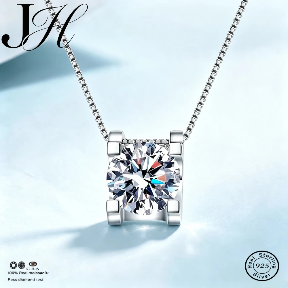 JoiasHome GRA Certified 1Ct moissanite Pendant Necklace 925 Sterling Silver Charm Party Wedding For Women Fine Silver Jewelry