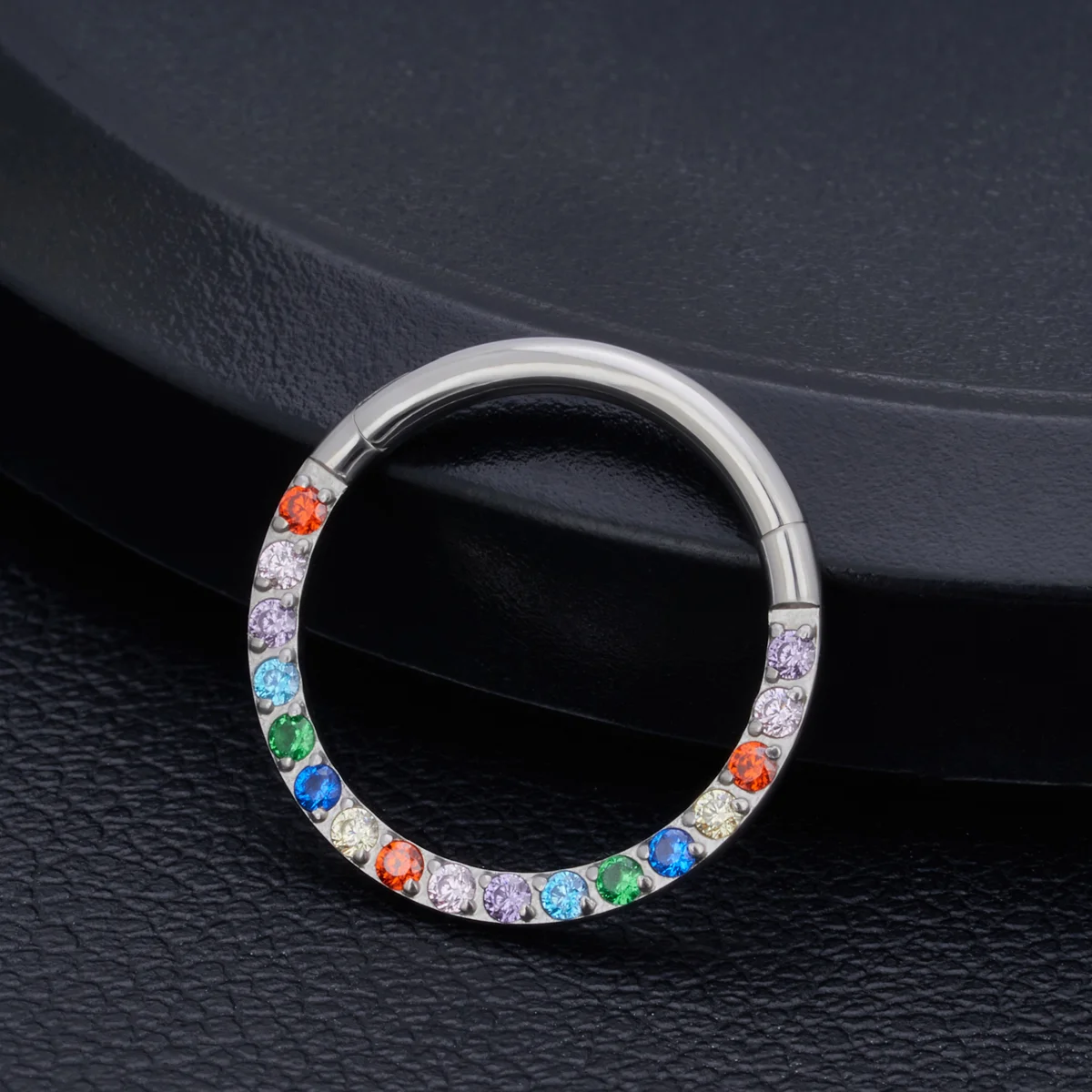 G23 Titanium 16G Septum Nose Rings Colored CZ Hoop Daith Helix Tragus Cartilage Clicker Conch Earring Women Piercing Jewelry