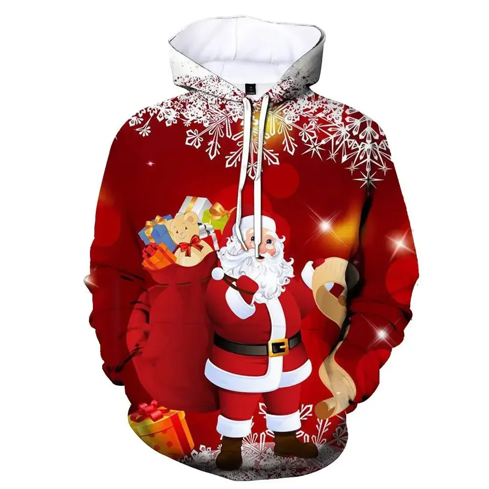 

Men's & Kids Christmas 3d Print Hoodie, Long Sleeve Street Clothing with Snowman/Santa Claus, Casual Sports Thin Top
