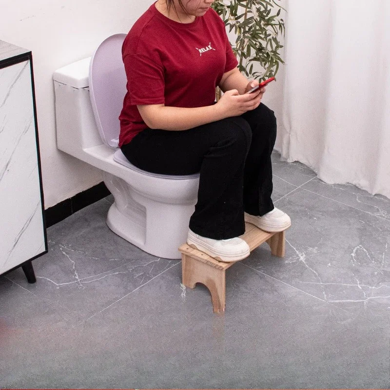 Household Solid Wood Bathroom Stool Squat Trap Anti Reinforcement Slip Suitable for Elderly Children Bathroom Accessories
