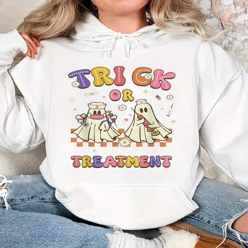 

Осень-зима женский свитшот больших размеров женский кошелек или жизнь милый призрак принт красочный принт Хэллоуин дизайн с длинным рукавом