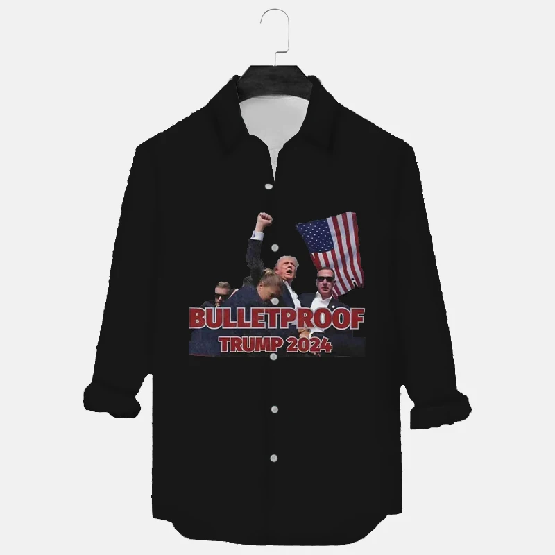 Current hot topics: Donald Trump is right for men's casual and loose fit 3D printed single breasted autumn men's clothing