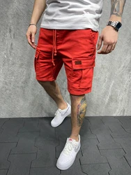 Men's Summer Breeches and Shorts 2023 Woven Pocket Paste Leather Cargo Shorts Homme classic Brand Clothing Casual Shorts