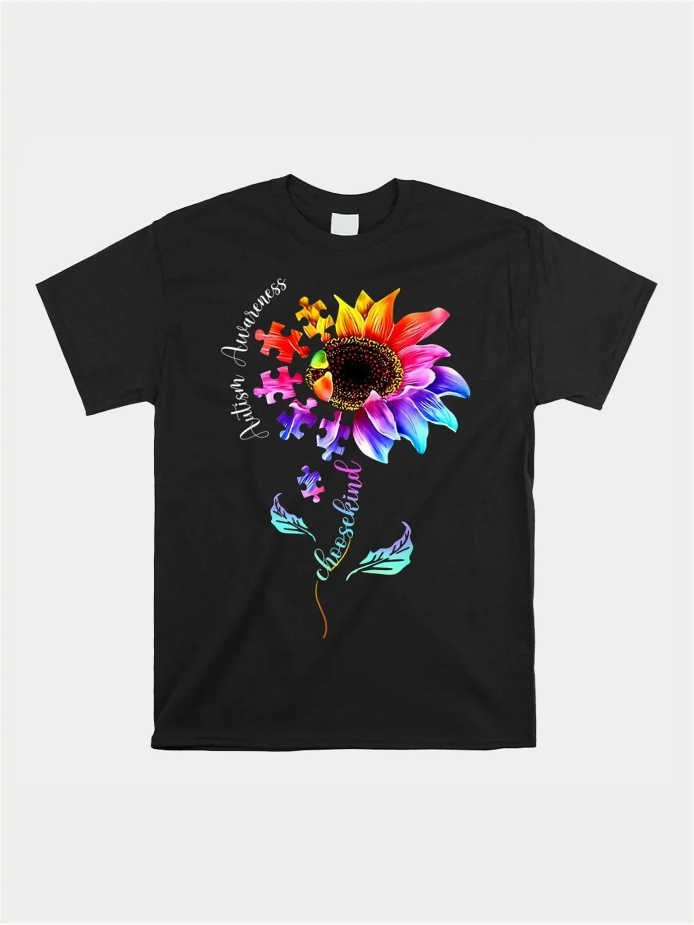 

Autism Awareness, Choose Kindness, Autism T-Shirt 2024 Men'S Sports, Black, Casual, Short Sleeve T-Shirt 200g