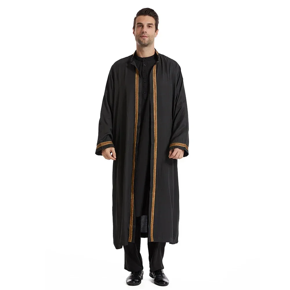 Black Kimono Jubba Thobe for Men Muslim Islamic Clothing Saudi Arabic Robe Middle East Dubai Turkey Abayas Abaya Dress Thoub Eid