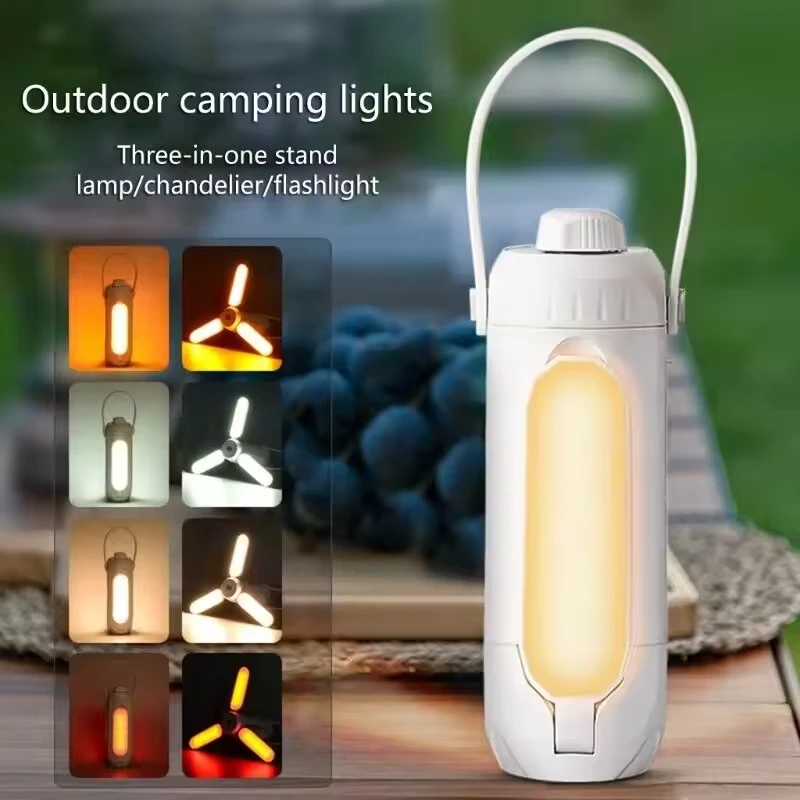 7000K Expandable Lampshade 360 ° Panoramic Lighting Rechargeable Camping Tent Hanging Lamp Portable Outdoor LED Light