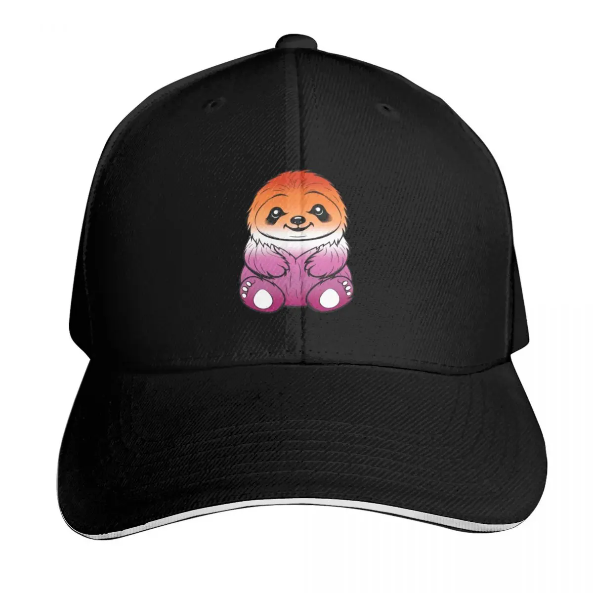 Cute Lesbian Pride Flag Sloth, Subtle Kawaii Lesbian Sloth Design Baseball Cap Men Women Casual Summer Sport Sun Cap
