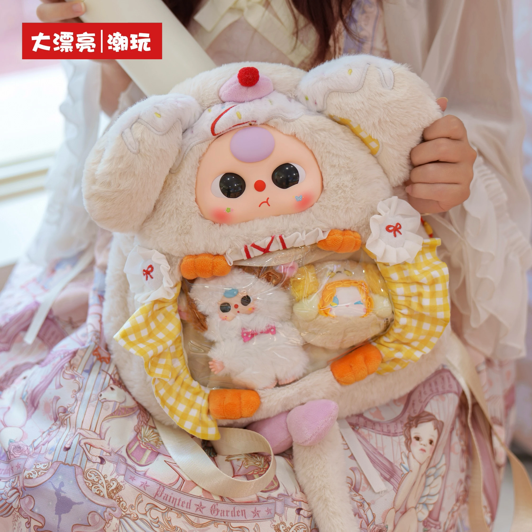 

Аутентичная детская сумка Three Ita, модная слепая коробка, виниловое лицо, милый плюшевый рюкзак, кукла, дисплей, подарок на день рождения для девочек, игрушка