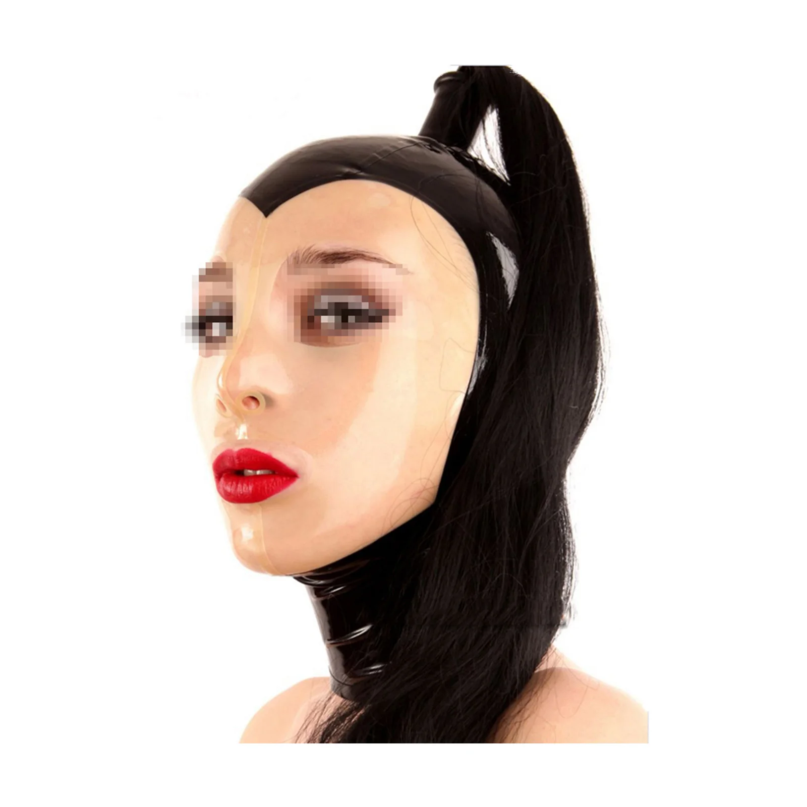 

MONNIK Ladies Latex Mask Hood with Hair Tube or Wig Open Eyes&Mouth for Fetish Catsuit Cosplay Party Clubwear Halloween