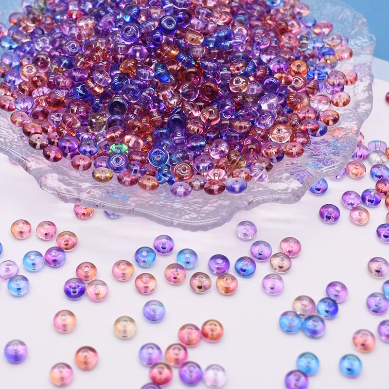 New Color 6x3mm 15g Mixed Color Glass Bead Wheel Flat Round Loose Beads for Jwelry Making DIY Accessories Handmade