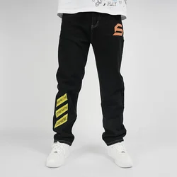 IFitnaEU-pantalones vaqueros de pierna recta para hombre, pantalón Punk con estampado en negro, Harajuku, ropa de calle de moda Y2k, Hip Hop, High Street