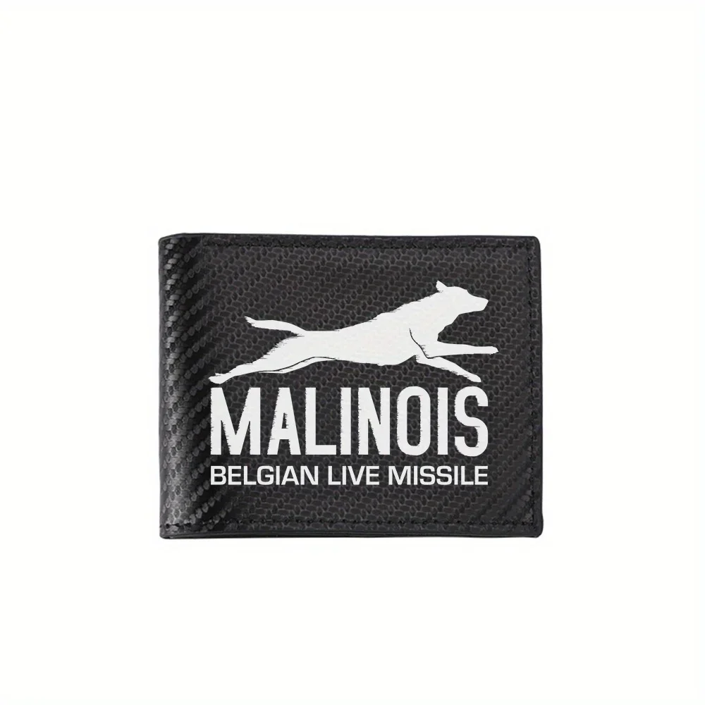Dog silhouette,text: Malinois,Belgian missile Men's Wallets Simple Business Modern Stylish Printing Design Gifts For Father Boyf