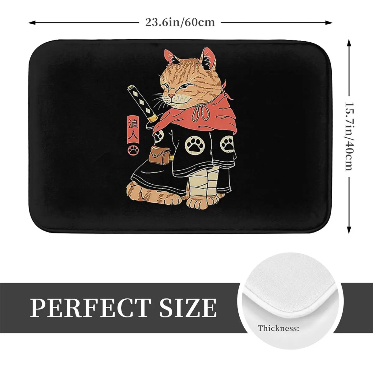 Catana Cats Retro Samurai Yakuza Holder Anti-slip Doormat Floor Mat Dust-proo Carpet Rug for Kitchen Entrance Home Bedroom Mats