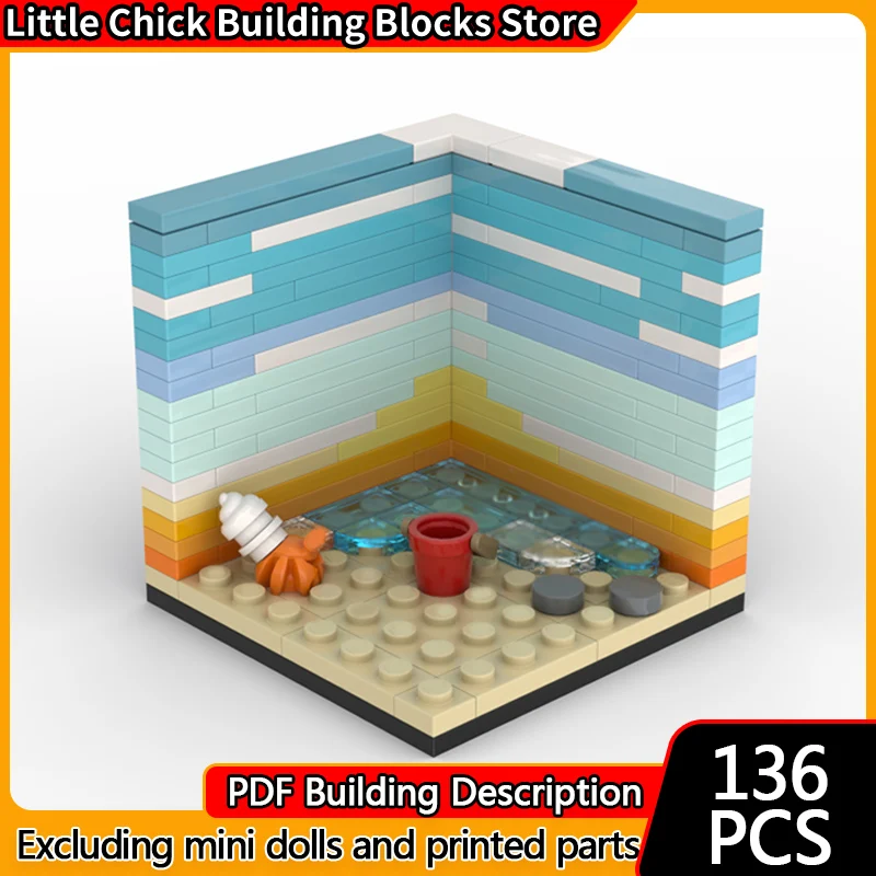 

City Street View Model MOC Building Bricks Beach Sunset Diorama Modular Technology Children Holiday Gifts Assemble Toys Suit