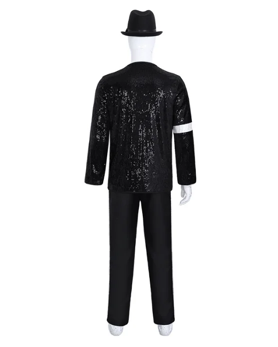 Michael Jackson Adult Cosplay Costume, Sequin Jacket with Hat Glasses Gloves Leg Warmers Full Set Halloween Carnival Fancy Dress view 6