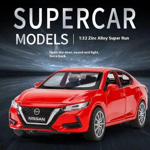1/32 Nissan Sylphy legeringsbil gjuten metallmodell ljud och ljus barnleksak simulerad miniatyrbilmodell barnleksaker present till pojke 6 best sales Nissan Almera Leksaksbilar - №3