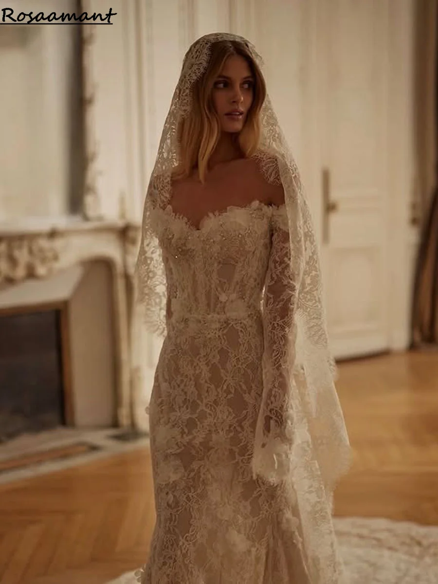 

Graceful Wedding Dresses Mermaid Lace Bridal Gowns Off The Shoulder Robes For Formal Party Elegant Vestidos De Novia Customized