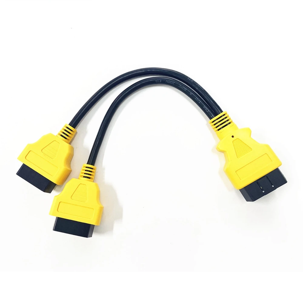 Free Shipping 16Pin 30CM OBD2 Connector 1-2 Splitter Male to Dual Female 30 CM Car OBD 2 Extension Cable