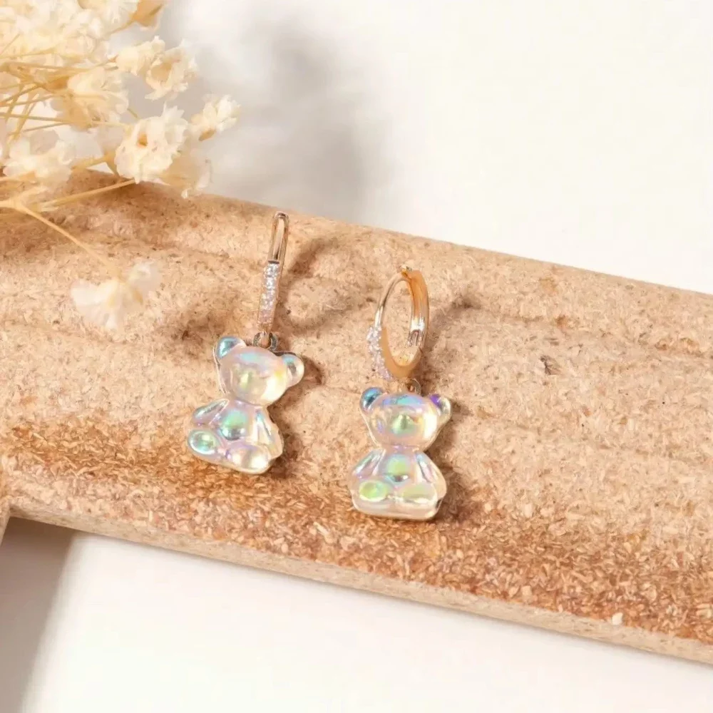 Stud Earrings Gummy Candy Bear Drop Dangle Hoop Cute Y2K Playful Jewelry Kawaii Fashion Gift for Girls Women