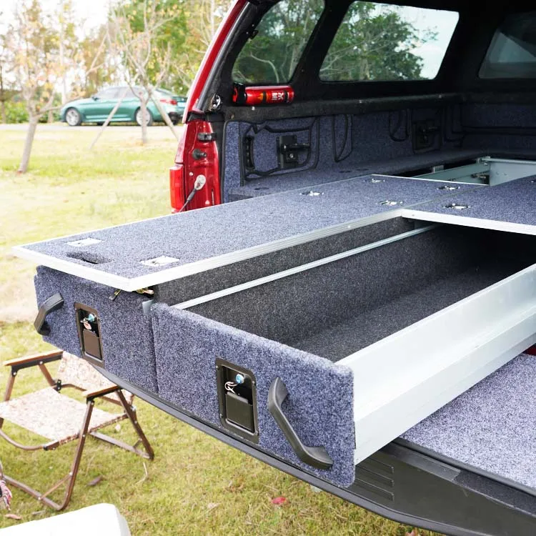 China Factory Aluminium Storage  4x4 Drawer System for TruckFor Ram ranger hilux np300 tacoma
