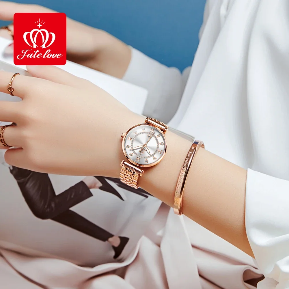 Fate Love 5866 orologi da donna eleganti orologio con movimento al quarzo giapponese per orologio da polso da donna orologio da polso da donna con calendario impermeabile