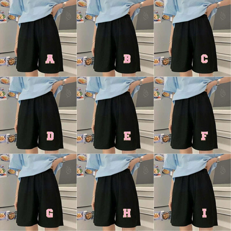 

Female Shorts Black Shorts Woman Spring Summer 2025 Villus Letter Applique Shorts For Women Casual Street Loose Short Pants Y2k