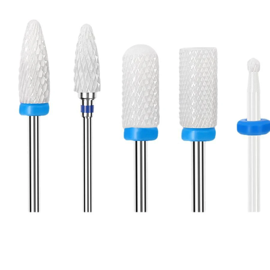 5PCS/Set Ceramic Carbide Tungsten Nail Drill Bits For Electric Drill Manicure Pedicure Tools Nail Drill Machine Accessories