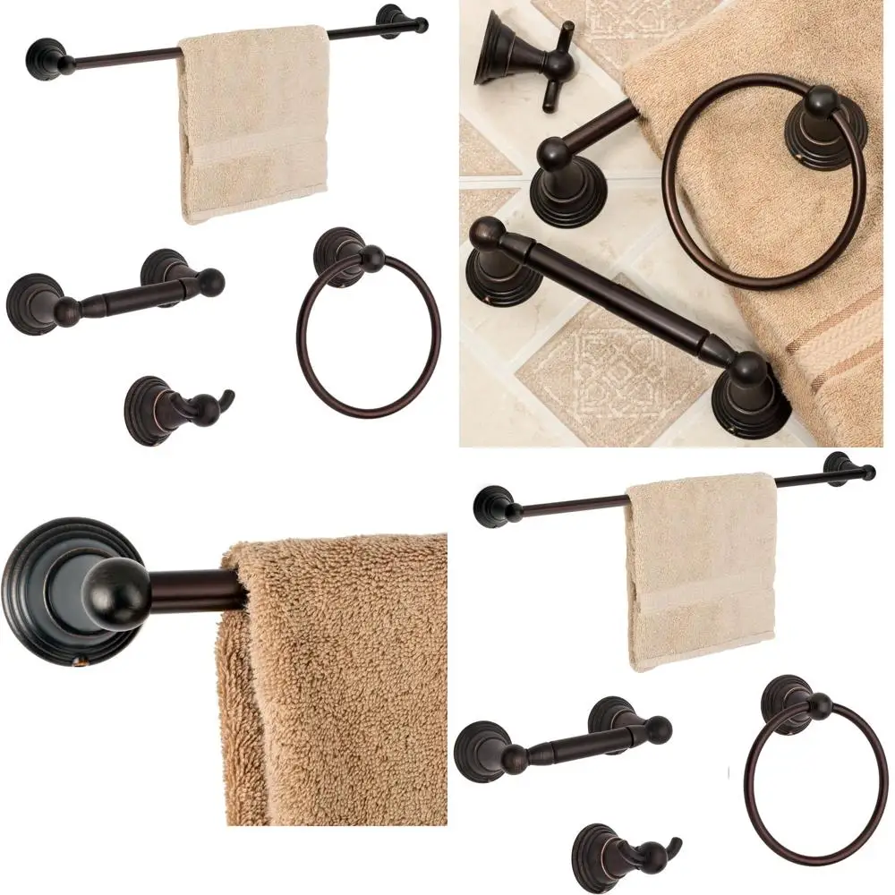 

4-Piece Oil Rubbed Bronze Bathroom Hardware Set with 24 Towel Bar