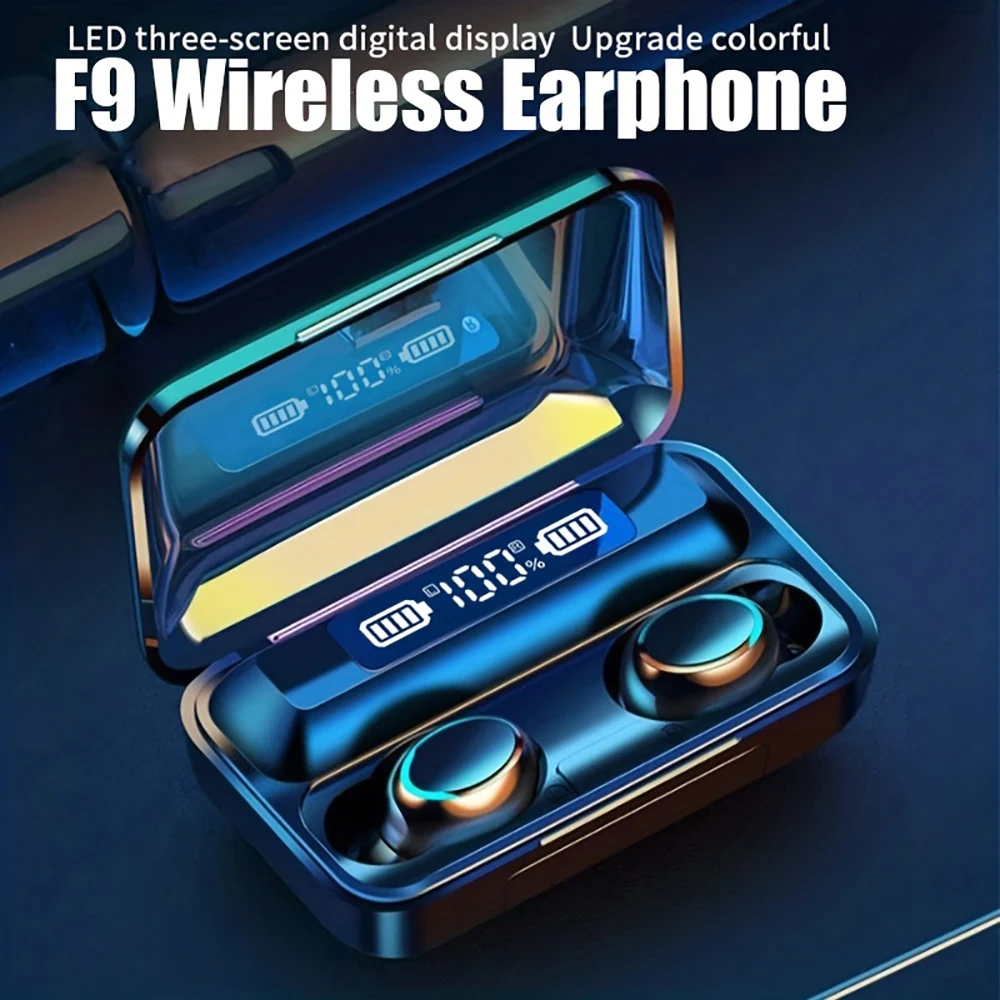 F9 fones de ouvido sem fio bluetooth tws led dislpaly binaural fone à prova dwaterproof água hd chamando cvc 8.0 redução ruído