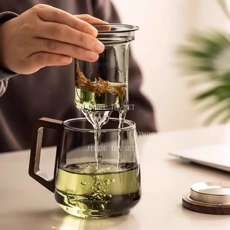 470ml Men's Tea Cup Tea Separation Cup Office Glass Tea Cup Large Capacity Drinking Utensils Household Mug with Handle