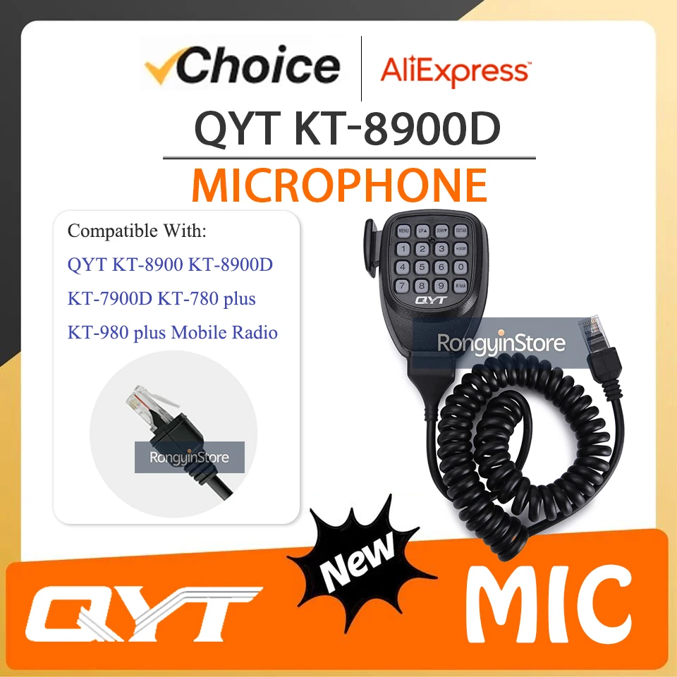 

Ручной микрофон с динамиком для QYT KT-8900D KT-8900 KT8900R KT-7900D Mini-9800 KT8900, аксессуар для мобильного радио, оригинальный микрофон PTT