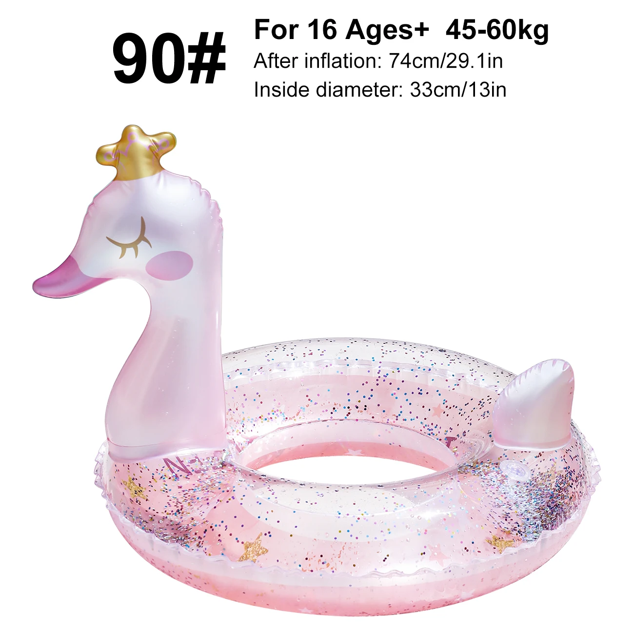 1PC Crowned Swan-zwemring Zomerzwembad drijft, strand- en zwembadzwemhulp, strandspeelgoed voor zwembadfeest